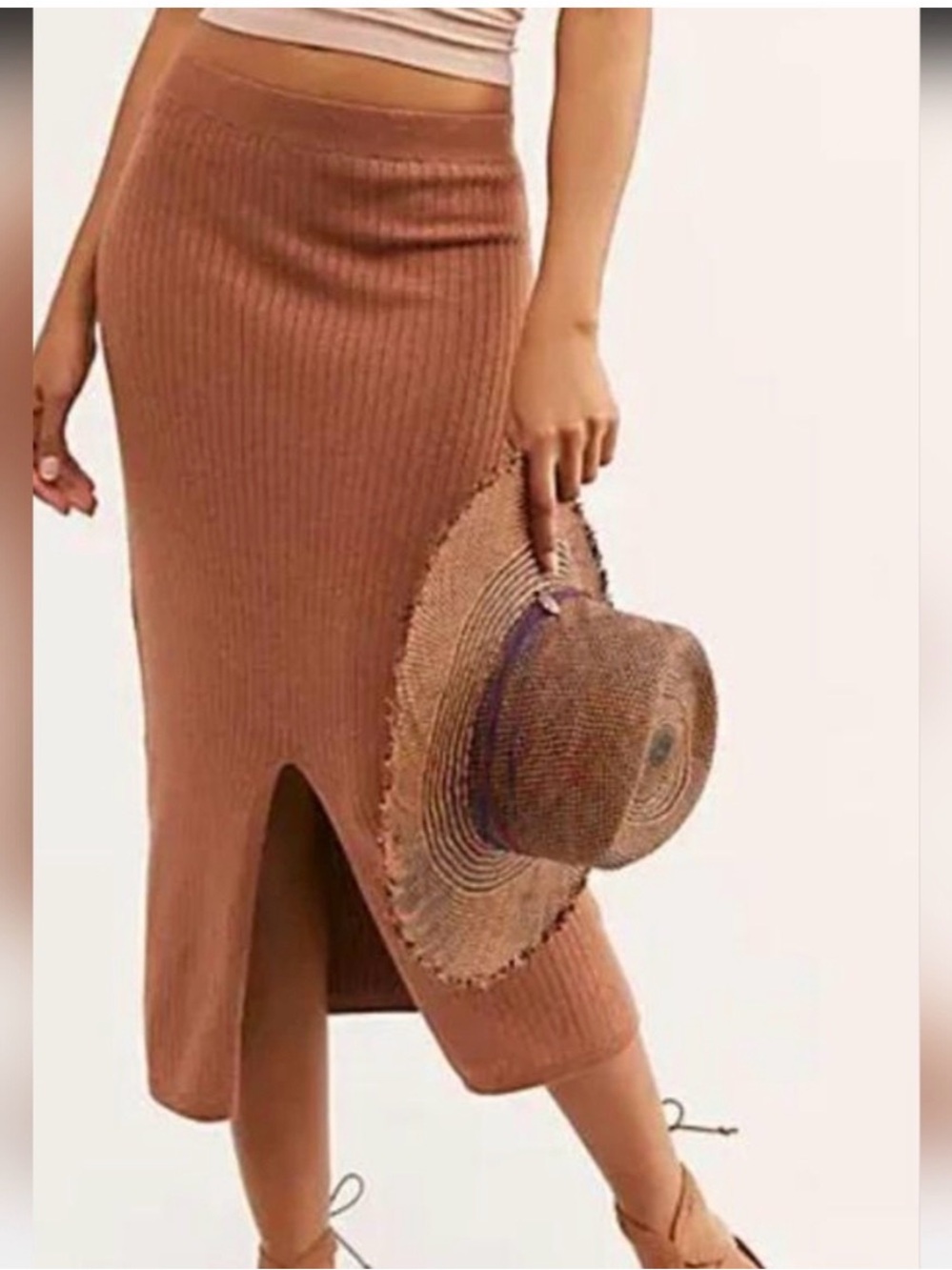 Free People Ribbed Midi Skirt